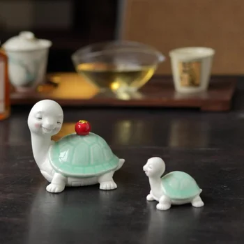 Keramikos Zen Nedidelis vėžlys Arbatos pet papuošalai Mielas animacinių filmų Ilgaamžiškumas vėžlys Arbatos žaisti priedai Arbatos Stalo Mažos dekoracijos