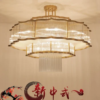 Kinų Stiliaus Kambarį LED Lubų šviestuvas Villa Salė Krištolo Sietynas, Dvipusis Pastato Arbatos Kambarys Lempos Viešbučio Restorane Lempos