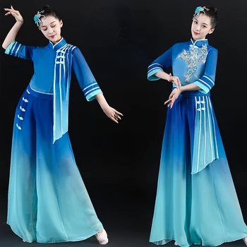 Klasikinio Šokio, Liaudies Ventiliatorius Šokių Drabužių Kinų Stiliaus Hanfu Juosmens Būgno Etape Kostiumas Tradicinių Elegantiškas Yangko Square Dance