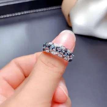 Klasikinis Dizainas Blue Crystal Vienos Eilės Žiedai Moterų Mados Paprasta ir Subtili Raudonų Dalyvavimo Šalies Pokylių Papuošalai