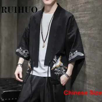 Krano Siuvinėjimo Vyrų Japonų Kimono Vyrų Megztinis Vyras Japonija Azijos Stiliaus Vasaros Drabužių Palaidinė 5XL 2023 Vasaros