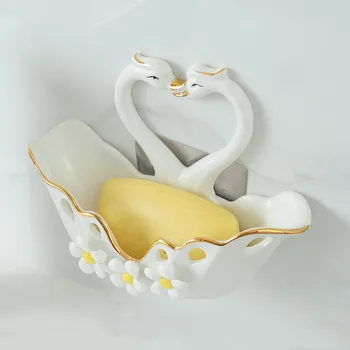 Kūrybiškumo Keramikos Swan Punch-nemokamai Muilo Dėžutė Muilo Patiekalas Sienų Apdailai talpinimo Vonios Aksesuarai Šiuolaikinių Namų apyvokos Daiktai