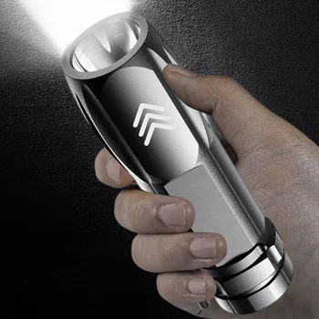 LED Mini Torch Light USB Įkrovimo Long-range Žibintuvėlis Stiprios Šviesos Vandeniui Lengvas, Lauko Apšvietimas, Pėsčiųjų, Kempingas