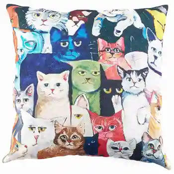 linai, dekoratyvinės pagalvės užvalkalą pagalvėlės 45x45cm cat modelis