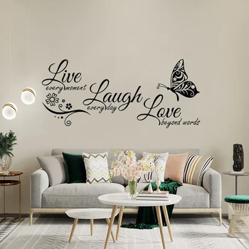 Live Laugh Love Quotes Sienų Lipdukai, Vinilo Meno Namų Dekoro Kambarį Miegamojo Interjero Dizainas, Nuimamas Lipdukas Tapetai Z522