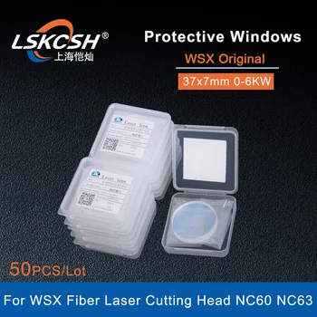 LSKCSH 50Pcs/Daug Lazerio Lęšiai WSX Apsaugos Windows Originalus D37x7mm 6KW Optinis Lydytų Silicio dioksidų JGS1 NC63 NC60 Pjovimo Galva