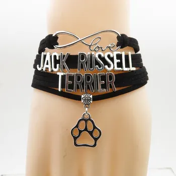 mados Džeko Raselo Terjerų apyrankę šuns leteną žavesio šuo, Terjeras, mama šuo dovana juodos odos moteris apyrankę Terjeras bangles