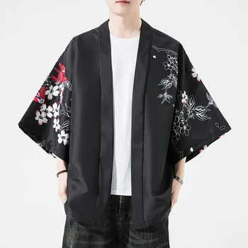 Mados vyriški Drabužiai Japonijos Spausdinti Kimono Švarkas Hanbok Kinijos Švarkelis, Chalatas, Cardigan Negabaritinių Senovės Stiliaus Striukė