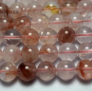 Meihan natūralus Raudonasis kristalas kvarcas 6mm 8mm 10mm sklandžiai apvalūs karoliukai akmens papuošalai priėmimo projekto 