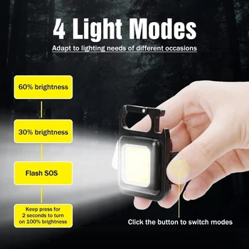 Mini LED Pultelio Šviesos USB Įkrovimo Avarinės Lempos Knygos Žibintai, Remonto Darbai Žibintai, Lauko Kempingas Žvejybos Žibintuvėlis