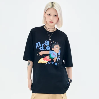 Moteriški Japonija Stiliaus Animaciją Trumpas Rankovės marškinėliai Kelių Spalvų Vasarą Hip-Hop Anime Spausdinti Marškinėlius Medvilnės Prarasti Tees Viršūnės