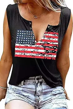 Moterų CasualTank Top marškinėliai 2023 Nepriklausomybės Dienos Amerikos Vasaros Gilia V Seksualus Rankovių Gatvės cool apranga