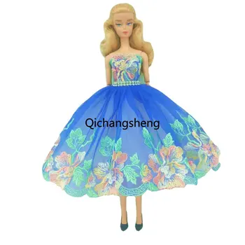 Mėlyna Gėlių Baleto Suknelė Barbie Lėlės Drabužiai Princesė Komplektus 1/6 Lėlės Priedai kalnų krištolas 3 sluoksnių Sijonas Kamuolys Suknelė Žaislai