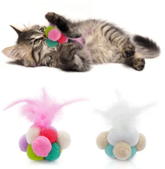 Naminių Kačių Kačiukų Žaislas Geležinkelių Braižymo kamuolys Funny Cat Kitten Žaisti Lėlės Masažuoklis Kamuolys Naminių Kačių Žaislai Plunksnų Bell Žaislas