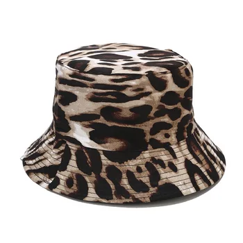 Naujas Dvipusis Juodas Leopardas Spausdinti Kibiro Kepurę Žvejys Skrybėlę Lauko Kelionių Skrybėlė Nuo Saulės Bžūp Skrybėlės Variklio Dangčio Vasaros Panama Hip-Hop Bžūp