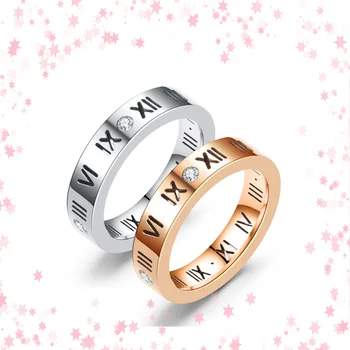 Naujas Europos ir Amerikos mados titano plieno pora žiedas moterų Romos skaitmeninis intarpas cirkonis žiedas