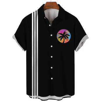 Naujas Kokoso Medžio Vyrų Havajų Marškinėliai Vasaros Spausdinti trumpomis Rankovėmis T-shirt Mados Atsitiktinis Atostogų Polo Marškinėliai