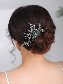 Naujas Mados Vestuvių Žalia Plaukų šukos Kristalų Headpieces Pokylių moterų prašmatnus vestuvių Plaukų Aksesuarai Nuotakos galvos papuošalai