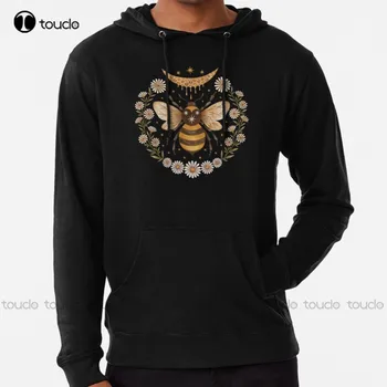 naujas Medaus mėnulis traditionalmedia handpainted guašas bičių bičių Hoodie juoda hoodie moterų vyrų