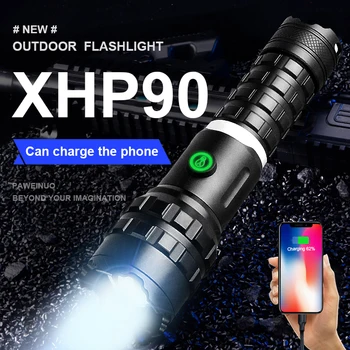 Nemokamas Pristatymas XHP90 High Power LED Žibintuvėlis 18650 USB Įkraunamas Žibintuvėlis Mini Q5 Kempingas 