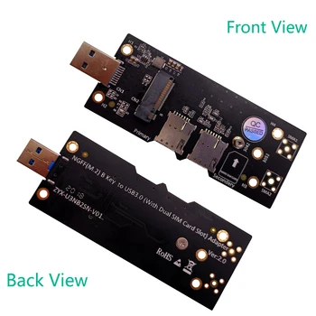 NGFF(M. 2) USB 3.0 Adapteris su Dviguba NANO SIM kortelės Lizdas 3G/4G/5G Modulio laikiklis SIM 8pin kortelės jungtis