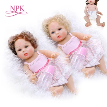 NPK 47cm garbanotas plaukų dviejų spalvų populiarus viso kūno minkšto silikono bebe lėlės reborn baby girl neborn kūdikių