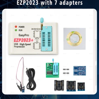 Originalus EZP2023 USB, SPI BIOS Programuotojas su 7 Adapteris pagalbą 24 25 93 95 EEPROM, Flash Parama Wndows 2000 XP Vista 7 8 10