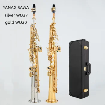 Pagamintas Japonijoje Sopranas Saksofonas WO37 Sidabrinė Aukso Raktas Su Byla Sax Soprano Kandiklį Ligatura Nendrės Kaklo
