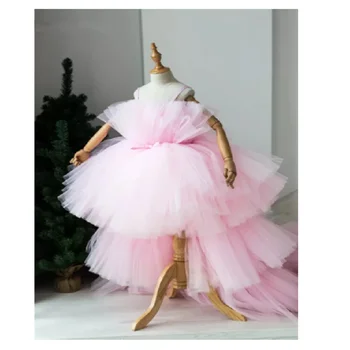 Pakopų Pink Gėlių Mergaičių Suknelės Inscenizacija Kamuolys Chalatai Gana Maža Mergaitė Vestuves Gimtadienis Pirma Komunija Dovana