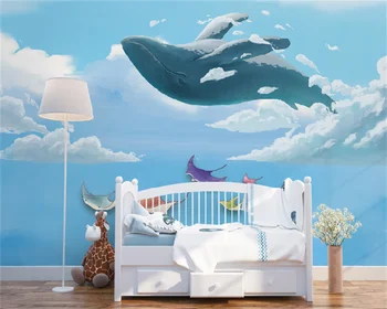 Papel de parede užsakymą tapetai jūros gyvūnų big fish cartoon vaikų kambario fone, sienų apdaila dažymas tėtis peint