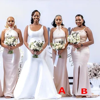 Paprastas, Ilgai Bridesmaid Suknelę Undinė Hater Pusės Split Elegantiškas Šalis Suknelės Moterims 2023 Afrikos Tarnaitė Garbės Vestuvių