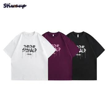 Porų T-shirt Prabanga Hipis Drabužius Y2k Moterys Vasarą Grynos Medvilnės Moterų Abėcėlė Negabaritinių marškinėliai Unisex Viršų su Rankovėmis