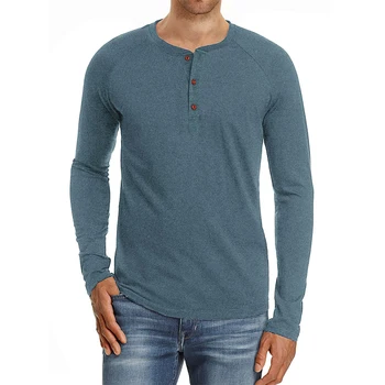 Prekės Kokybės Priežastinis Vyrų T-shirt Henry Kaklo Mados Dizaino Slim Fit Kietas marškinėliai Vyrų Viršūnes Tees Long Sleeve T Shirt Vyrams