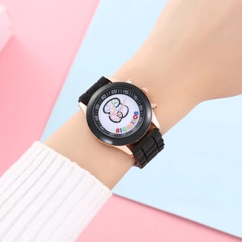 Prekės Lokys Rankiniai Laikrodžiai Juodos Lydinio Dial Silikono Gelio Saldainiai Spalvos Kvarco Moterų Sporto Laikrodžiai Ponios Atsitiktinis Žiūrėti Reloj Mujer