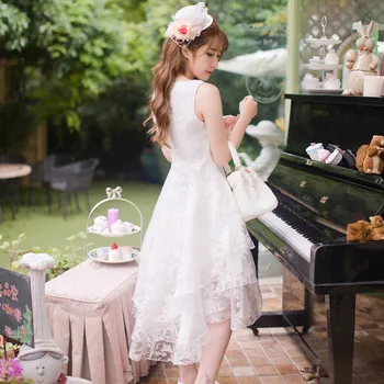 Princesė saldus lolita dress Saldainių lietus naujas vasaros rankovių organza mados Šou plona Balta princesė Ilga suknelė C16AB6098