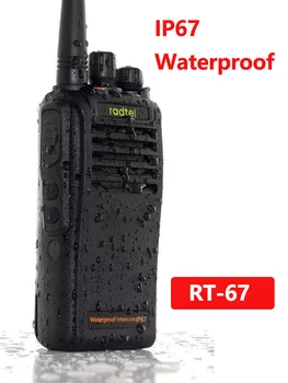 RADTEL RT-67 UHF 400-470 MHz Profesionalių rankinių Vandeniui Du Būdu Radijo IP67 Įkrovimo Nešiojamų 5W Walkie Talkie