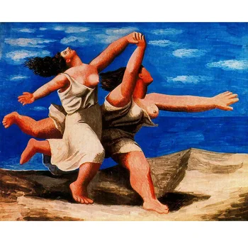 Rankomis dažyti aukštos kokybės atgaminti Dvi Moterys Veikia Paplūdimio (Lenktynes) pateikė Pablo Picasso Šiuolaikinio namų dekoro meno