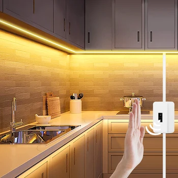 Rankos Judesio Jutiklis LED Kabinetas Šviesos Virtuvės Lempos Juostelės USB 5V Valyti Pažangus Jungiklis Spinta Miegamajame Namų Puošybai Naktį Šviesos