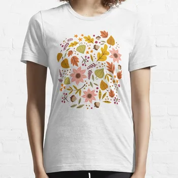 Rudens Gėlių, Šviesos, T-Shirt mielas viršūnes moteriški drabužiai vasaros drabužių moterims t marškinėliai moterims