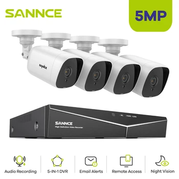 SANNCE 8CH 5MP DVR Vaizdo Stebėjimo CCTV Saugumo Apsaugoti Su 4X 8X TVI 5MP Kulka Kamera, Built in Mic Priežiūros rinkinys
