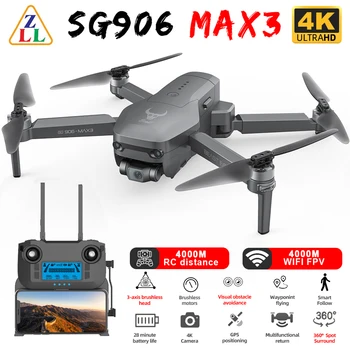 SG906 MAX3 Drone 4K vaizdo Kamera Profesinės 3-Ašis Gimbal 5G Wifi GPS Dron 4KM Atstumo Brushless FPV Sulankstomas Quadcopter MAX2 F22S