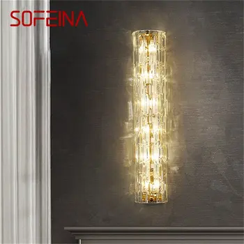 SOFEINA Postmodernaus Kristalų Sienos Žibintai Aukso LED Prabanga Lempos Žalvario Šiuolaikinio Miegamasis Įrenginiai Sconces Apdaila