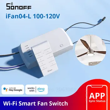 SONOFF iFan04-L WiFi Ventiliatorius Ir Šviesos Valdiklis 100-120V eWeLink APP/ 433MHz RF Nuotolinio Valdymo pultą Smart Namų Darbų Alexa