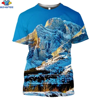SONSPEE 3D Sniego Kalnų T-shirt Vyrai Moterys Fashin 8848.86 m Kalno Qomolangma Marškinėlius Kraštovaizdžio Viršūnes Unisex Juokinga Trumpas Rankovėmis Tee