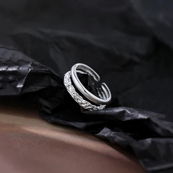 Stambusis Dvigubo Sluoksnio Žiedai Moterims, Madingų Nuotakos Sužadėtuvių Žiedas Šalies Kūrybiškumą Paprasta Atidarymo Piršto Bague Papuošalai
