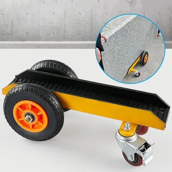 Sunkiųjų marmuro apdorojimas vežimėlio keturių ratų pakrovimo ir iškrovimo sunkvežimių kietos gumos universalus varantys tvarkymo įrankių vežimėlis