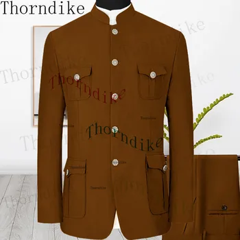 Thorndike 2023 Klasikinio Stiliaus 2 Vnt Verslo Vyrų Office Dėvėti Kostiumai Rinkiniai, Laisvalaikio Šalis Tuxedos Prabanga Šviesiai Mėlyna Vyrų Kostiumai