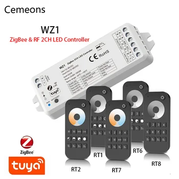 Tuya ZigBee WZ1 LED Dimmer, 12-36V DC Smart Life 2 Kanalų 2.4 G RF Wireless Touch Varantys RF Nuotolinio valdymo pultelis LED Juostelės Kontrolės