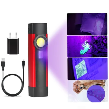 UV 365nm Žibintuvėlis LED Ultra Violet Ultravioletinių Nematomas Žibintuvėlis Su Magnetu Pet Dėmių Medžioklės Žymeklis 18650 Baterija Pastatytas