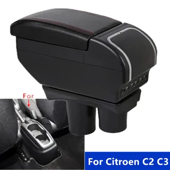 Už Citroen C3 porankiu langelį Citroen C2 automobilio sėdynėje langelyje C3/C2 Porankiu interjero pakeitimas USB multi-funkcija, Automobilių Reikmenys